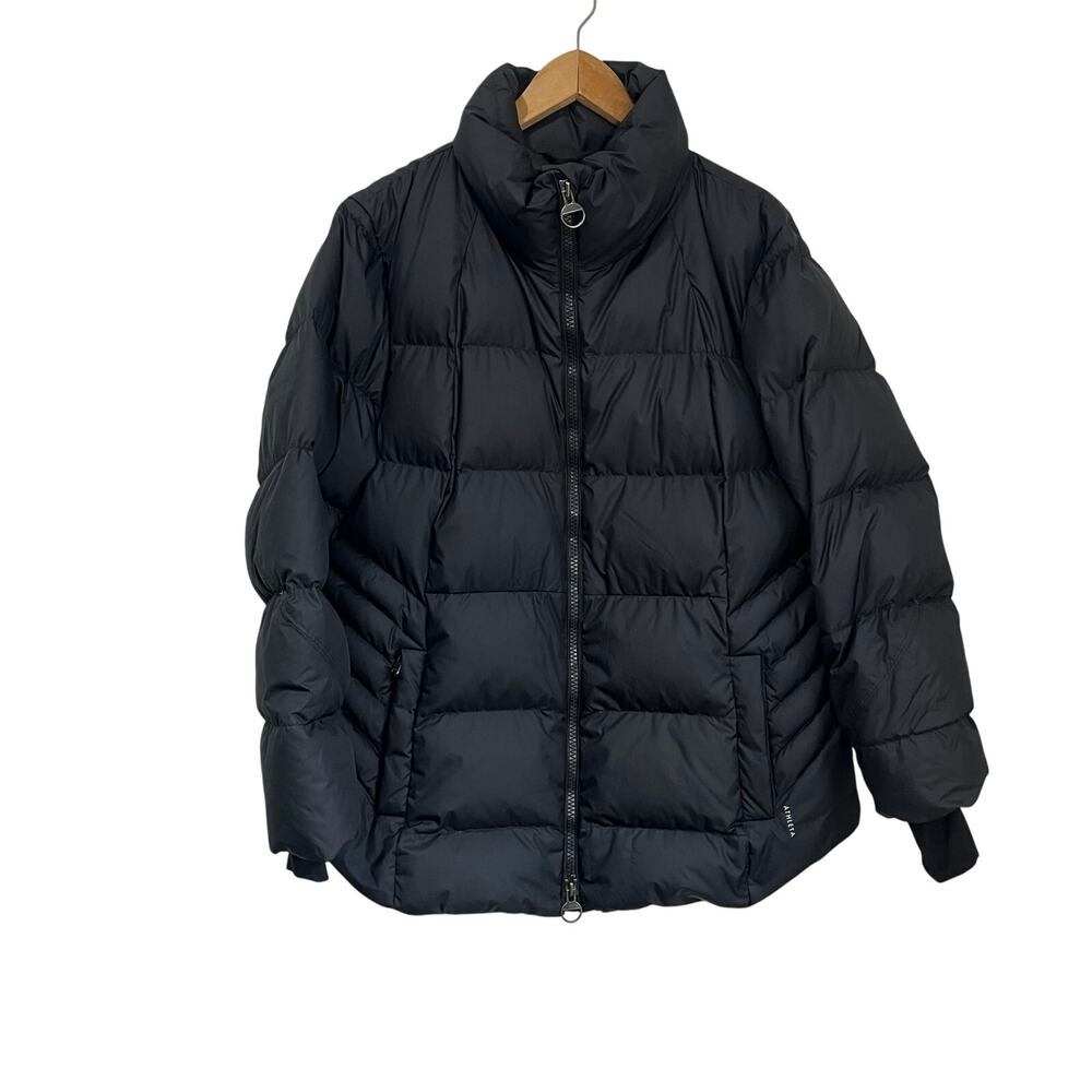 Athleta Black Down Puffer Jacket‎ Sz 1X Downtown Warm Winter Coat Travel Active